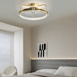 Round Mute Three Step Dimming Led Silent Modern Flush Mount Ceiling Fan
