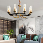 6 8 Light Candlelight Wagon Wheel Chandelier With Glass Shades