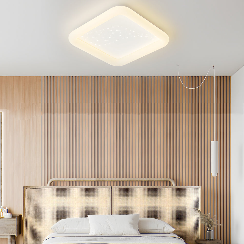 Square Round Three Step Dimming Led Milky White Modern Ceiling Light Fixture