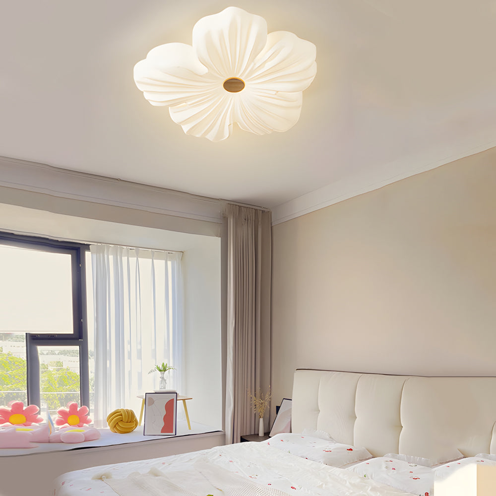 Nordic White Acrylic Flower Bedroom Ceiling Lamp Led 3 Step Dimming