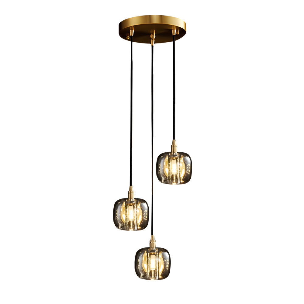 Long Spiral Cubes Crystal Pendant Light Dimmable Chandelier For Staircase