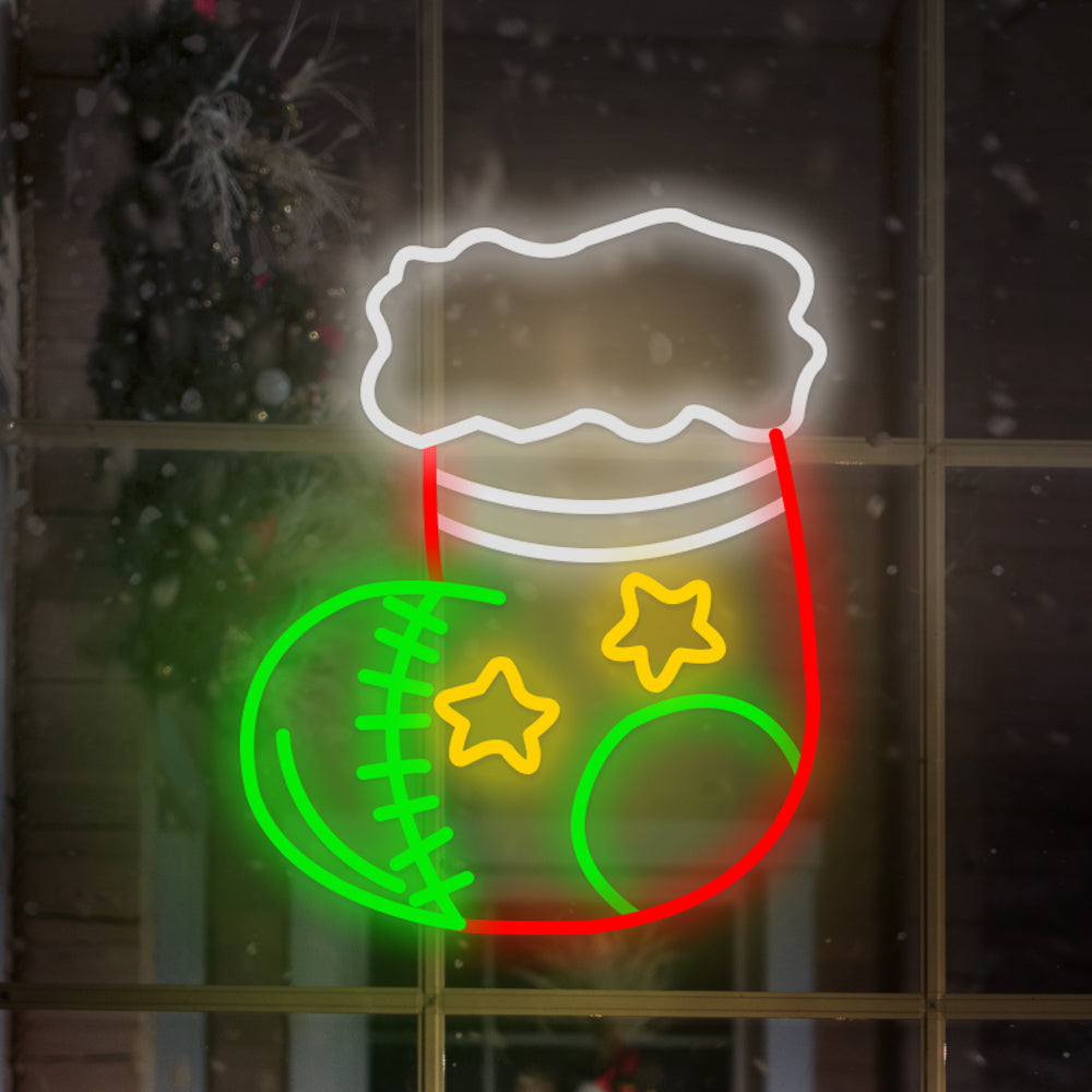 Acrylic LED Neon Christmas Stocking Wall Art for Festive Interiors