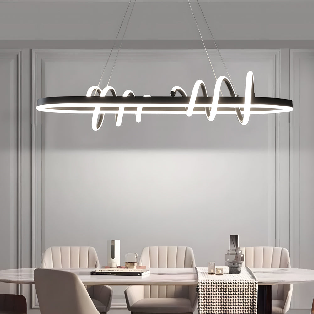 Led Dimmable Spiral Lines Dining Room Chandelier Hanging Lighting