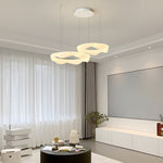 Wavy Circle Rings Three Step Dimming Led White Cream Modern Chandelier