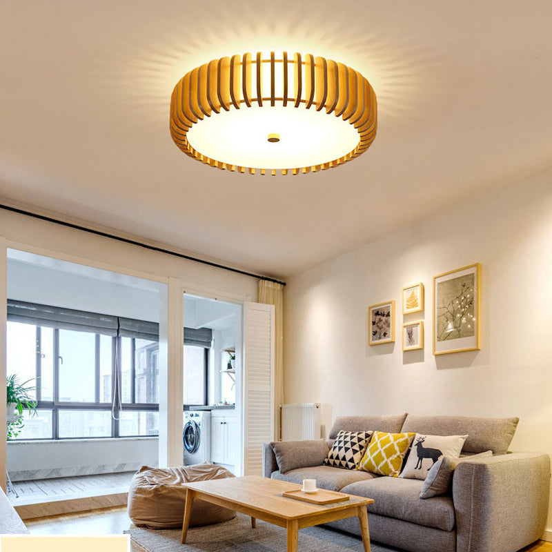 Wood Round Nordic Bedroom Ceiling Light Li002619