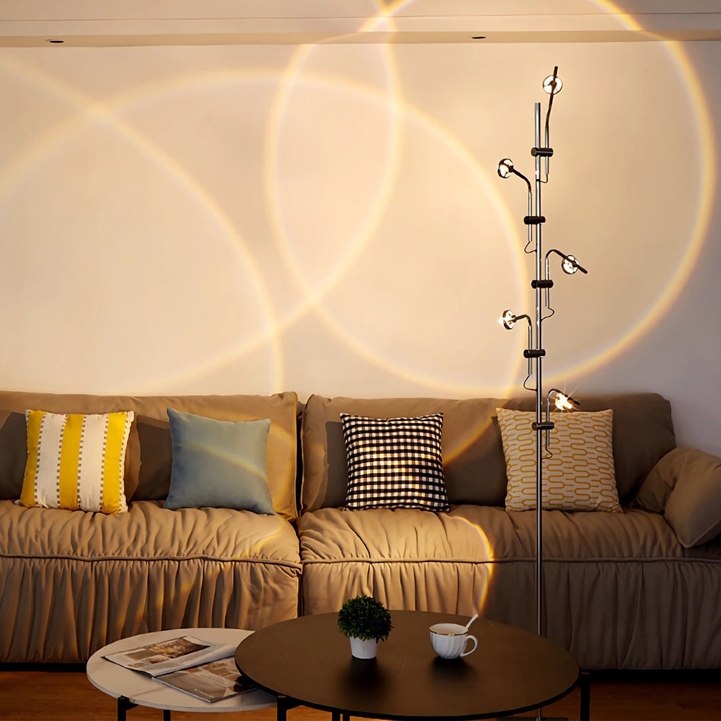 Industrial Multi Angle Task Lighting Chrome Floor Lamp