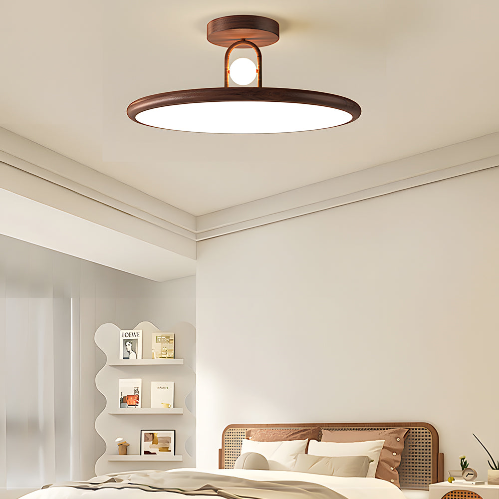 15 7 19 7 In Wood Grain Round Semi Flush Mount Ceiling Light