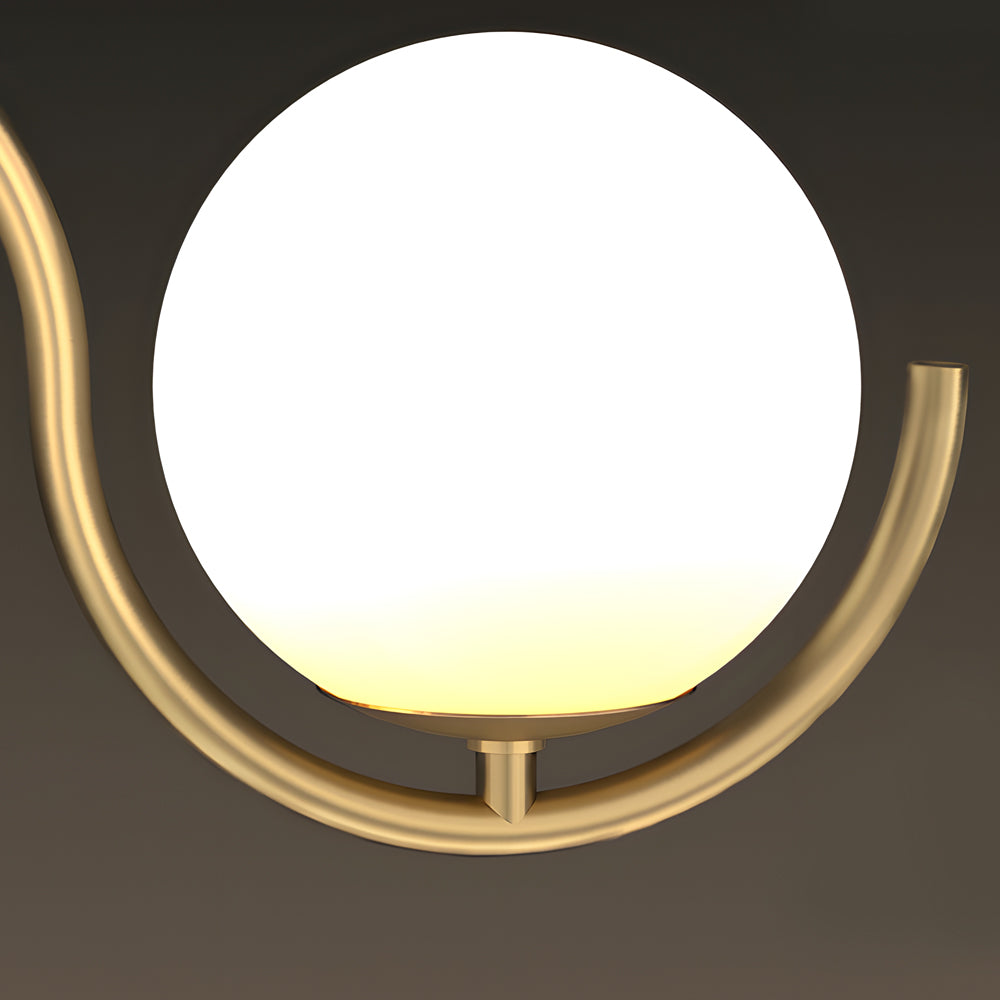 3 5 Light Wavy Linear Island Light With Ball Glass Shade For Dining Room