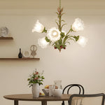 Modern Pastoral Green Flower Hanging Chandelier 3 6 8 Light