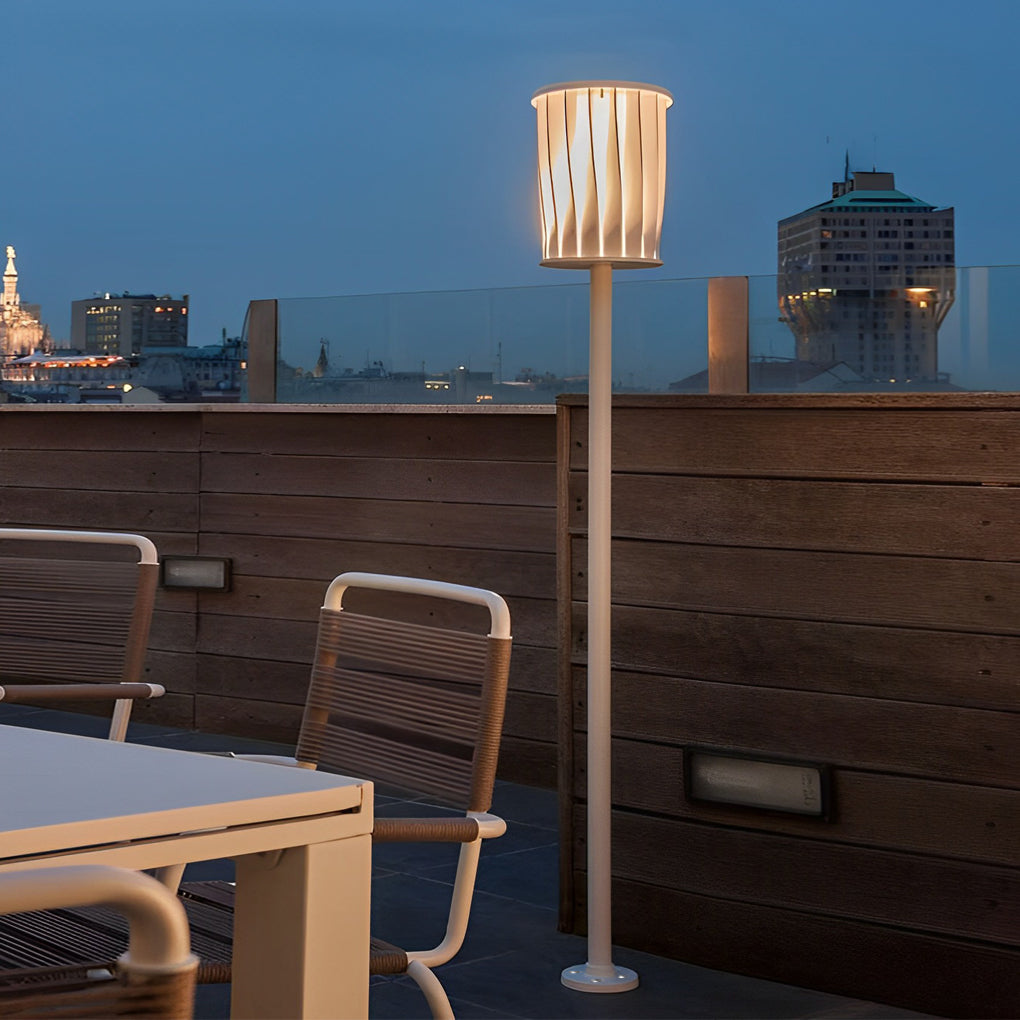 Rotating Stainless Steel Outdoor Floor Lamp with Vertical Slats