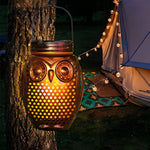 2 Pack Solar Lanterns Flickering Flame Metallic Owl Stake Solar Lights Garden Landscape Lights For Outdoor Decor
