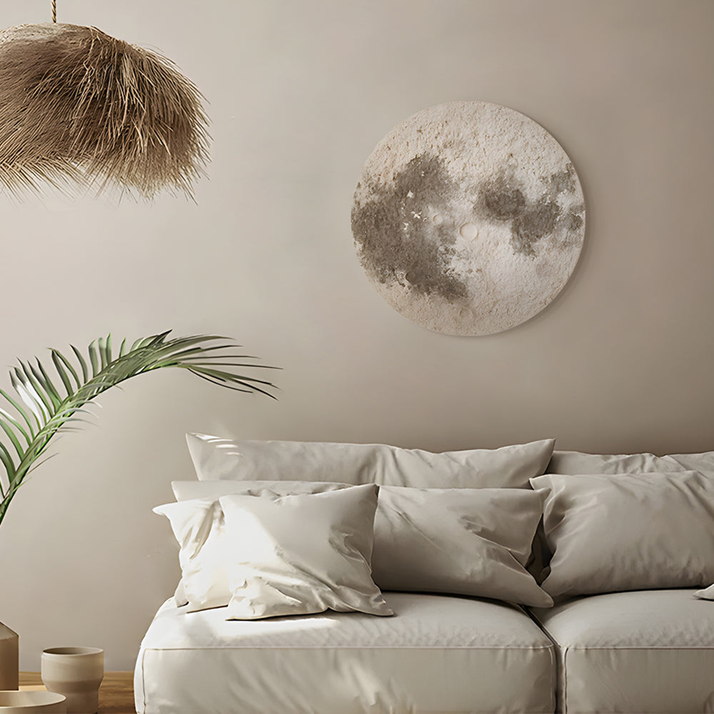 Round Moon 3D Sandstone Painting Usb Voice Control Decorative Painting