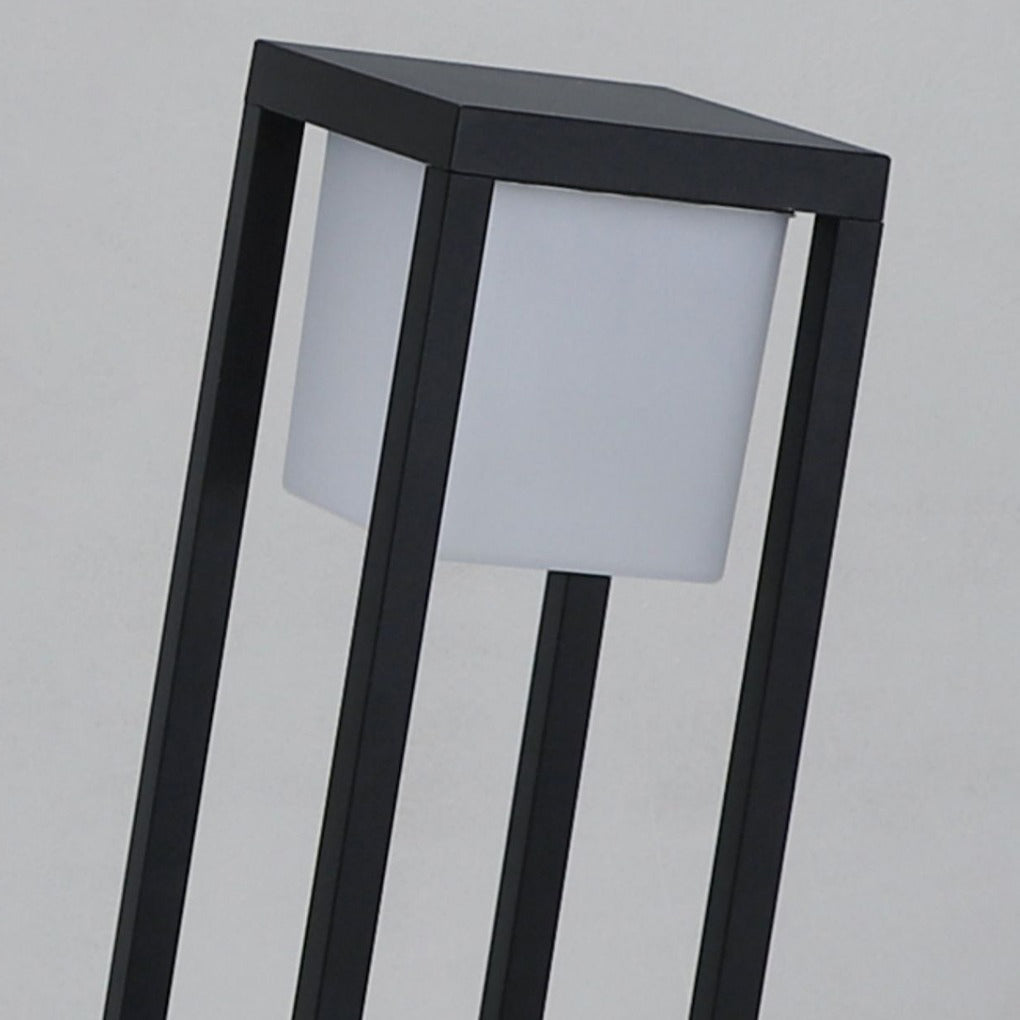Modern Solar LED Bollard Lights in Black Aluminum for Pathways