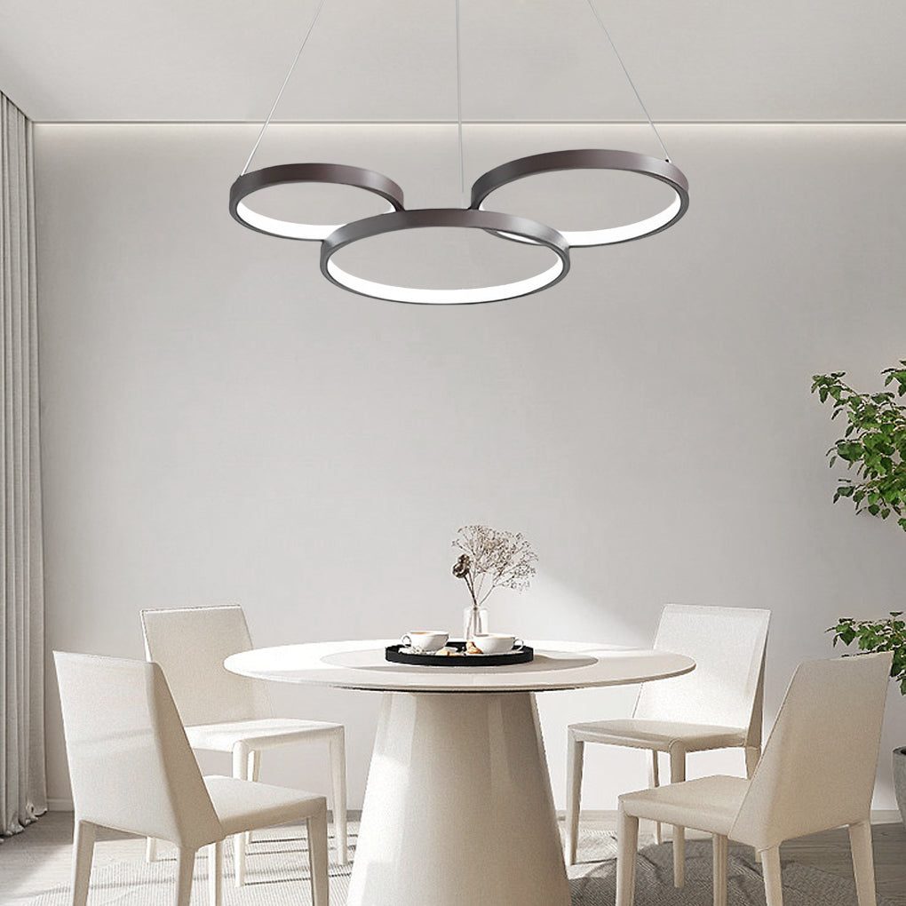 Aurelia Triple Ring LED Chandelier with Remote Dimmable Lighting