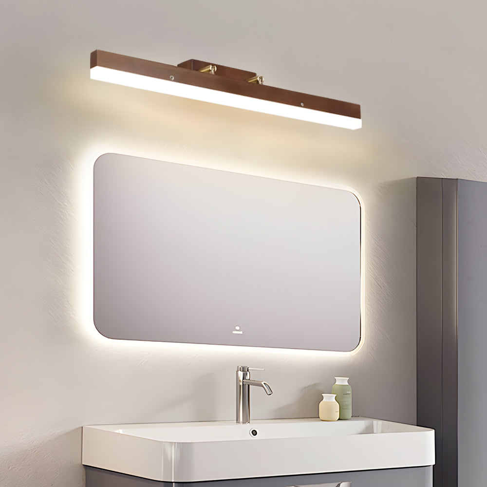 Walnut Led Wood Bathroom Vanity Light 31 Inch