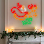 Festive LED Neon Reindeer Wall Art – Modern Christmas Glow
