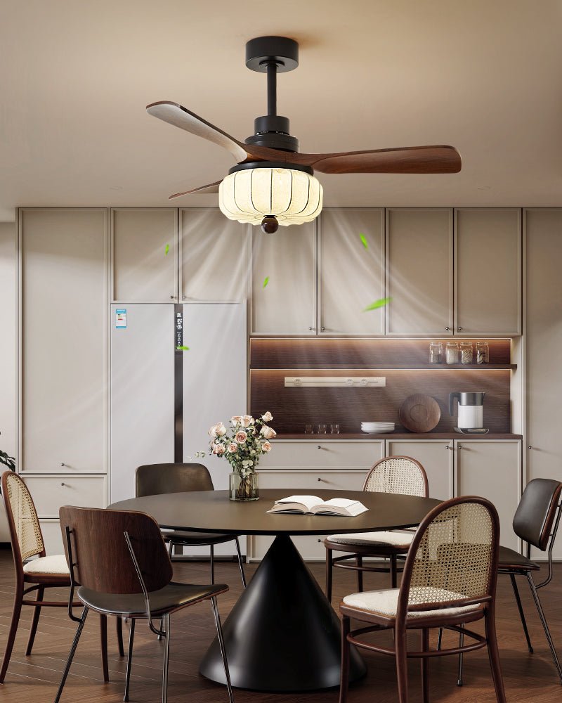 Elira Vintage Ceiling Fan with Light — Walnut Blades & Integrated LED
