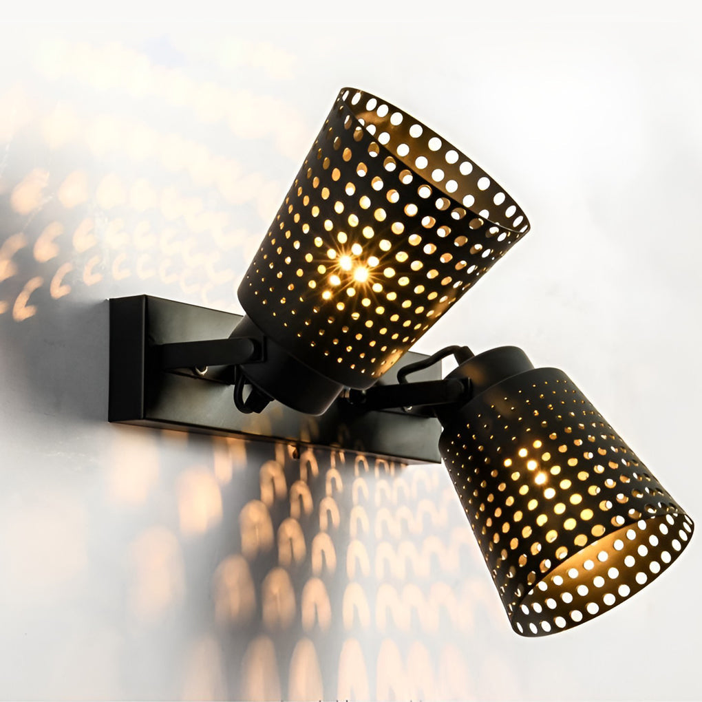 Retro Iron Hollow Adjustable Plug In Wall Sconce