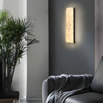 Modern Brass 1 Light Led Wall Sconces Rectangle Wall Light In Ice Resin