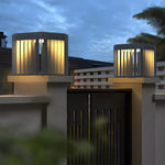 Black Square Pier Mount Outdoor Post Light Garden Wired Solar Pillar Light