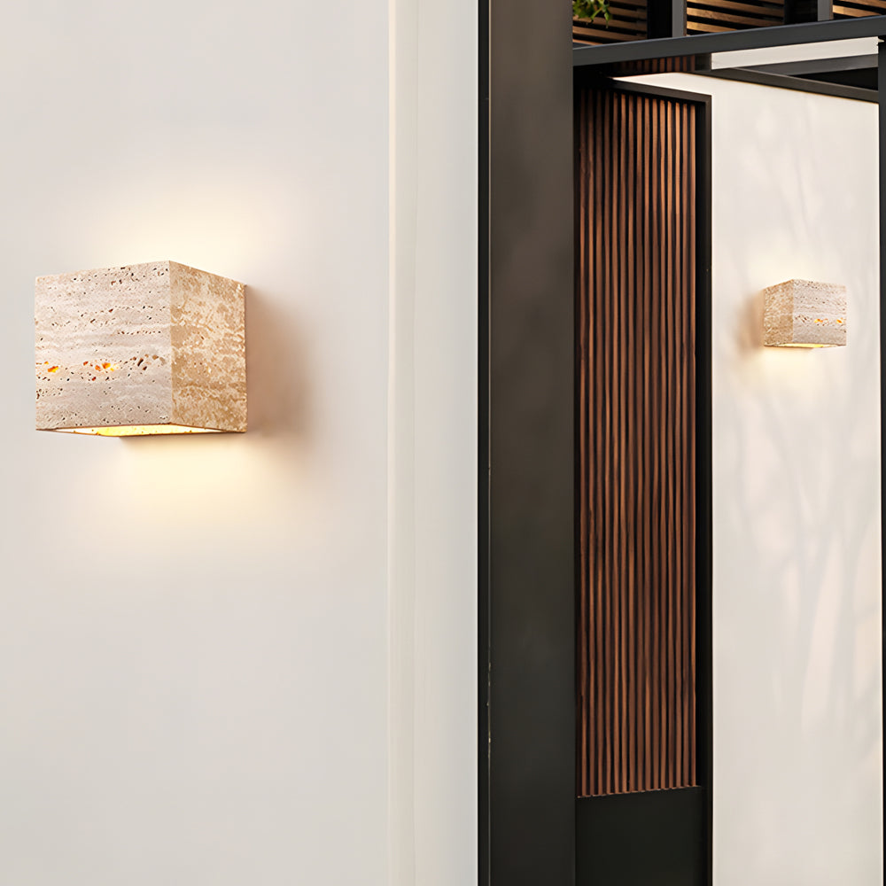 Wabi Sabi Yellow Travertine Led Wall Sconce Square Rectangle