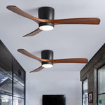 Nordic Wood Ceiling Fan with LED Light – Modern Flush Mount for Living Spaces