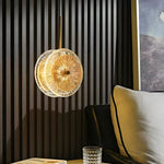 Modern Crystal Glass Disc Pendant Light With Led 1 Light Round Hanging Lamp