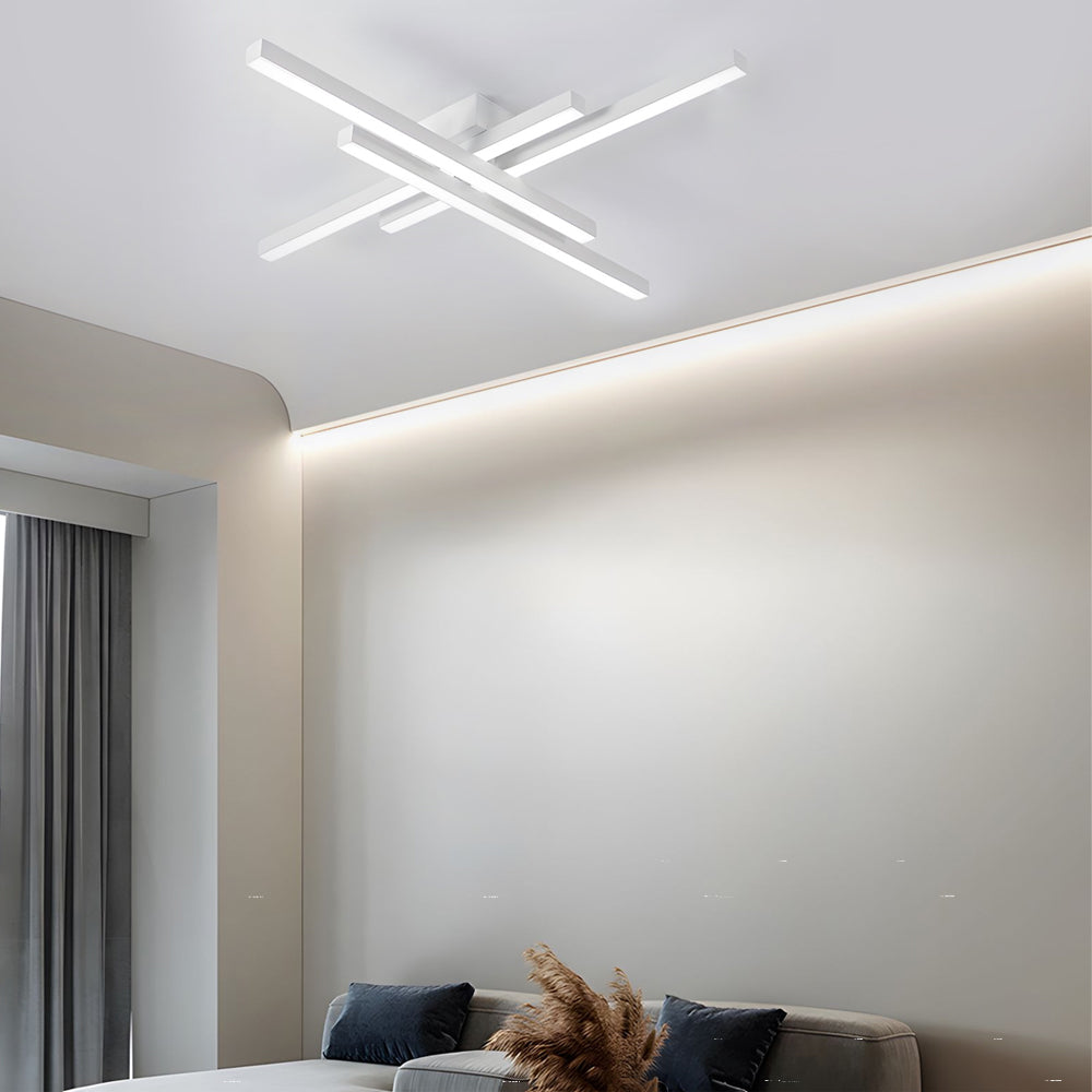 4 Light Modern Linear Parallax Ceiling Lamp Led Flush Mount Ceiling Light