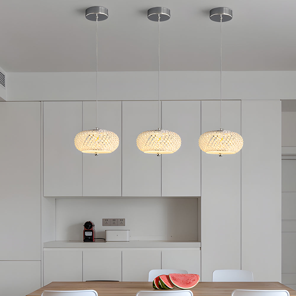 Small Round Drum Crystal Led 3 Step Dimming Luxury Modern Pendant Lights