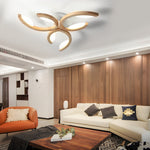 Multi Lights Floral Design Wood Semi Flush Mount Ceiling Light For Living Room