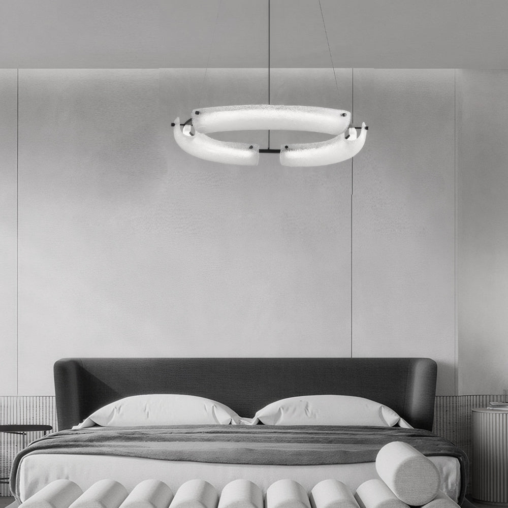 26 34 42 Wide Led Frosted Water Glass Ring Chandelier