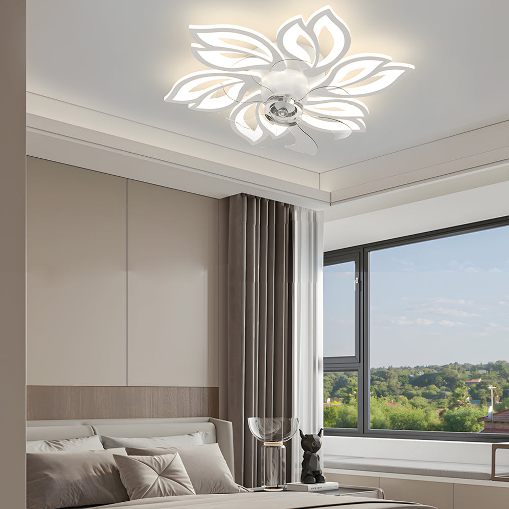 Simple Flowers 3 Step Dimming Modern Low Profile Ceiling Fan With Lights