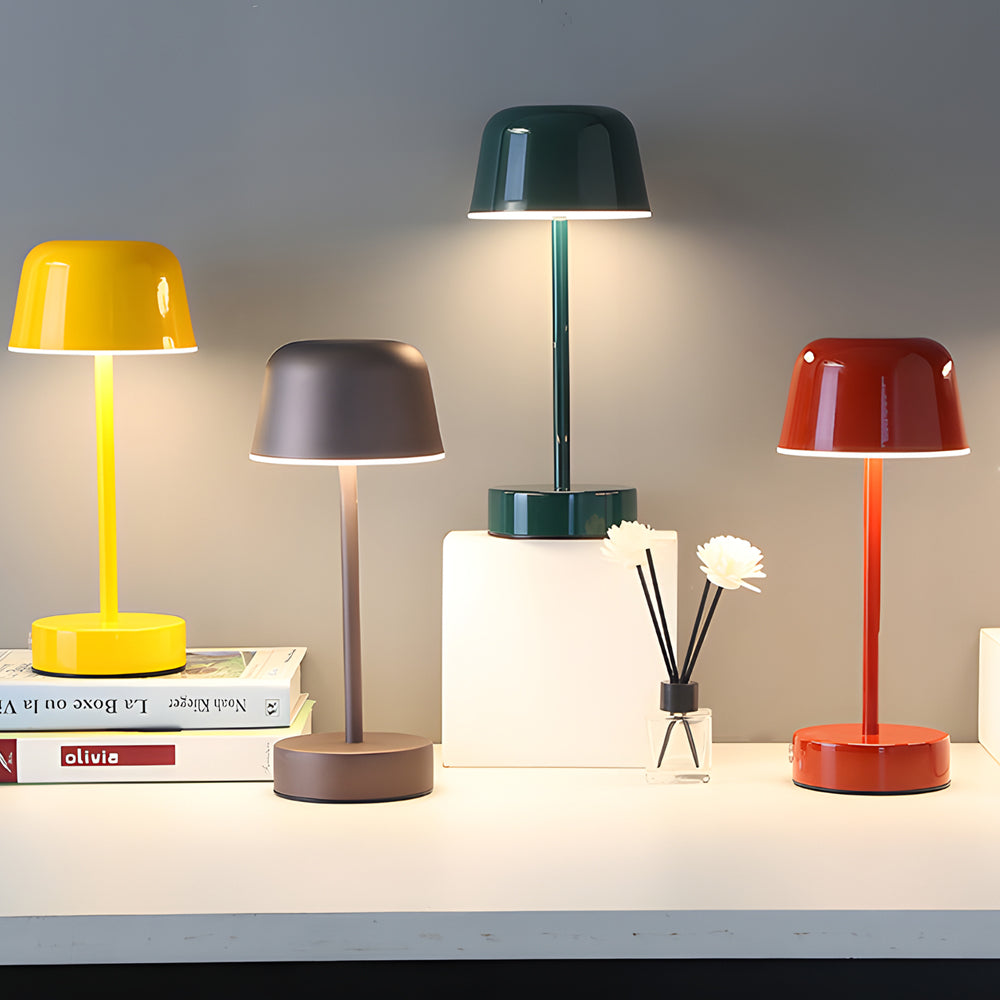 Tunable Metal Finish Table Lamp In Hat Style