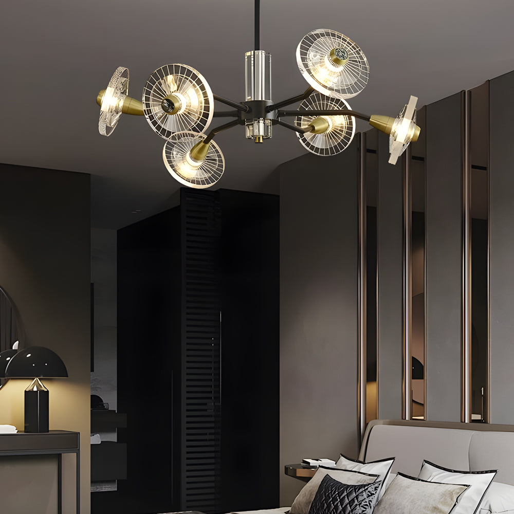 6 8 Lights Flowers Crystal 3 Step Dimming Copper Post Modern Chandelier