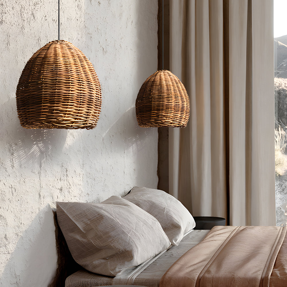 Handmade Leather Rattan Lampshade Led Wabi Sabi Japanese Style Chandelier Li002751