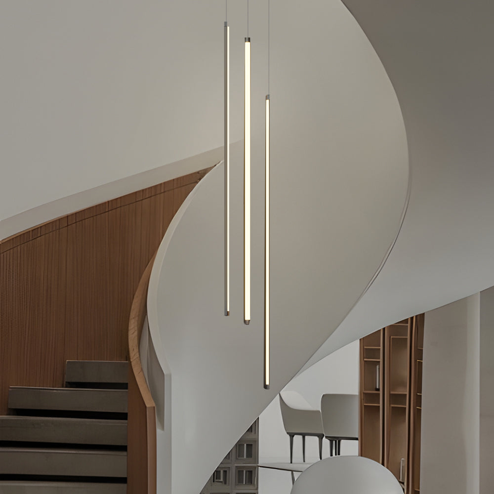 Modern Spiral Multi Strip Chandelier For Staircases