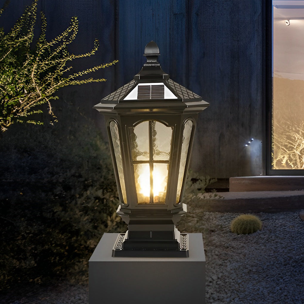Retro Pavilion Shape Solar Powered Fence Post Light Ha080207