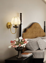 Amelie Floral Wall Sconce – Vintage-Inspired Fabric Shade, Gold or Black Finish
