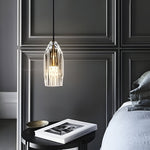 1 Light Clear Single Geometric Pendant With Crystal Accents