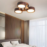 Modern Sputnik 3 4 5 Light Walnut Circles Flush Mount Led Ceiling Light
