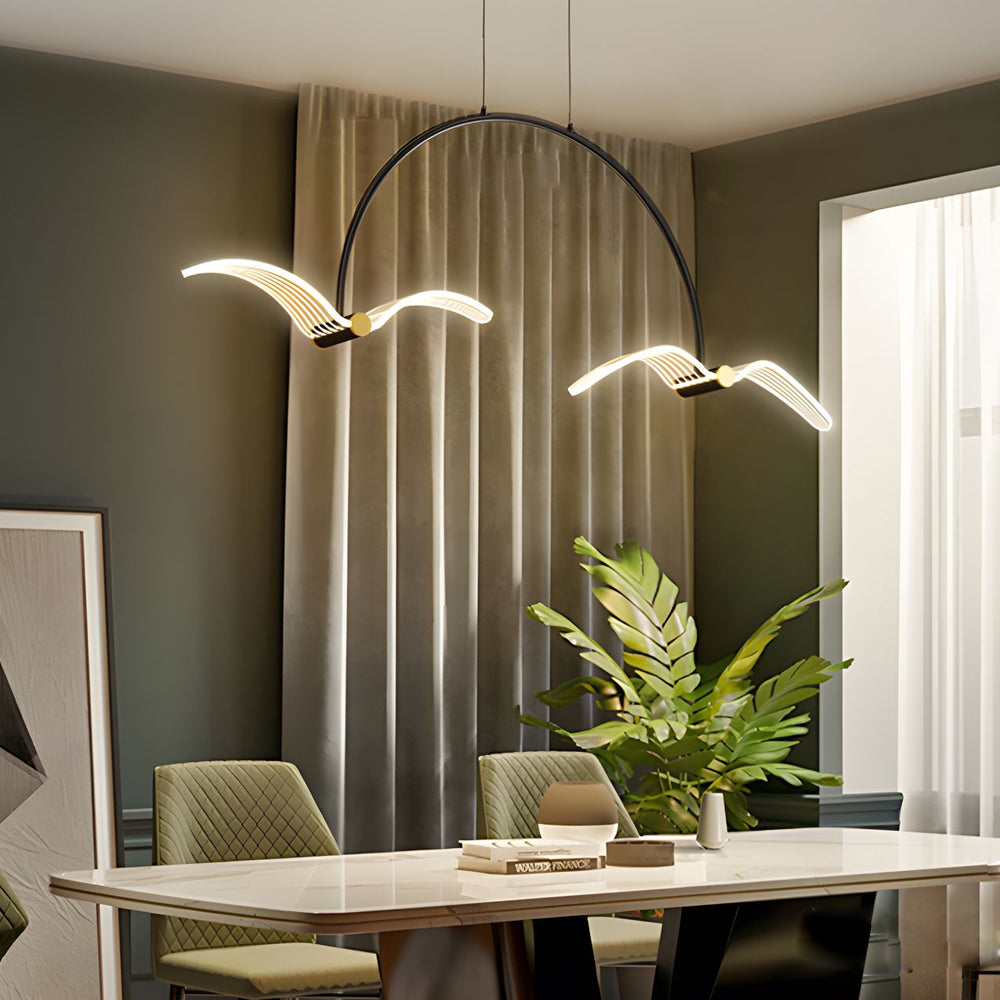 2 4 Light Modern Led Acrylic Seagull Linear Chandelier For Dining
