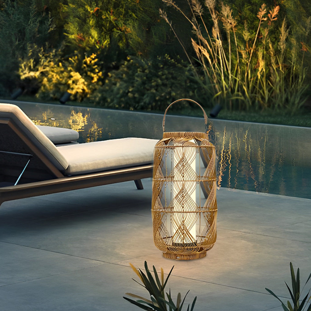 Rattan Portable Solar Floor Lamp Ha088303