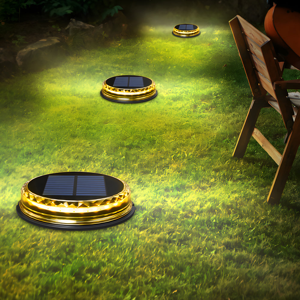 Modern Black Led Outdoor Solar Disc Path Light 4 Pack