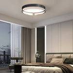 Round Black Hammered Glass Led Flush Mount Ceiling Light