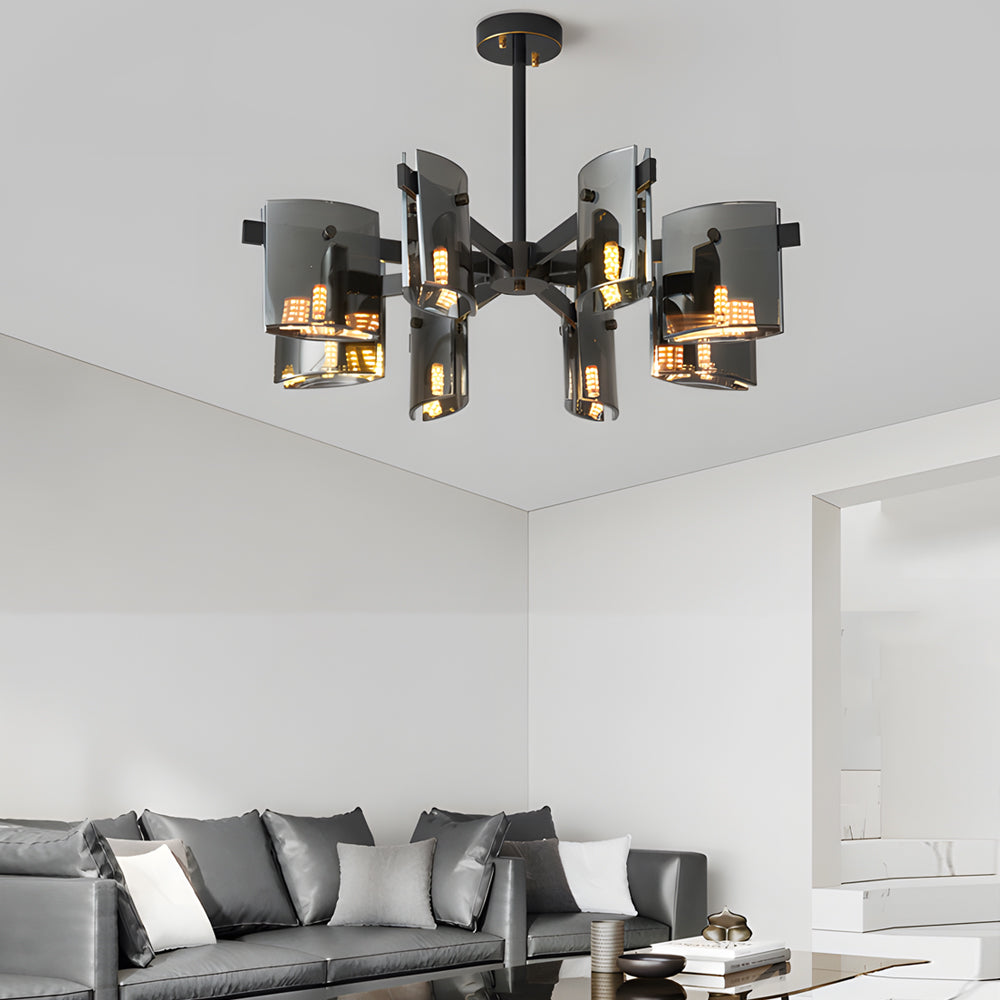 6 8 Light Dimmable Metallic Electroplated Glass Chandelier Lighting