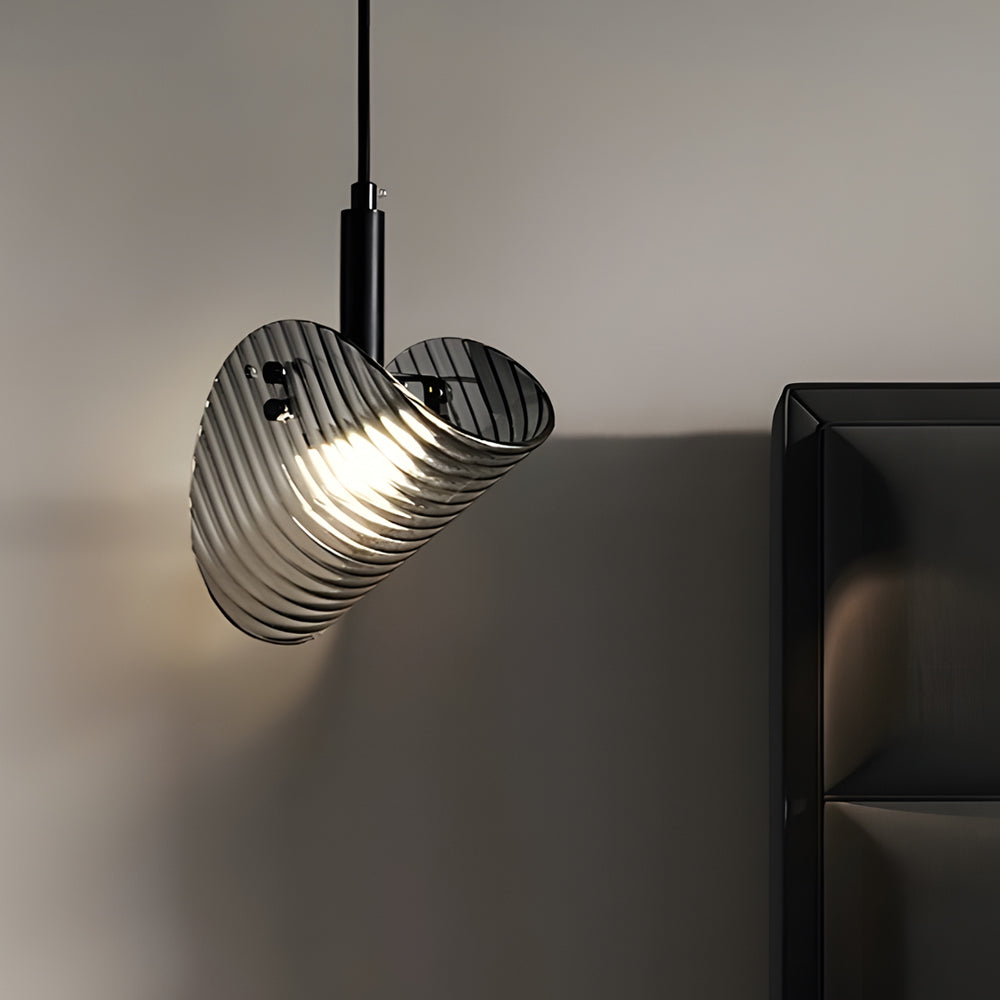 Curved Striped Glass Led 3 Step Dimming Smoke Gray Nordic Hanging Lights Li002763