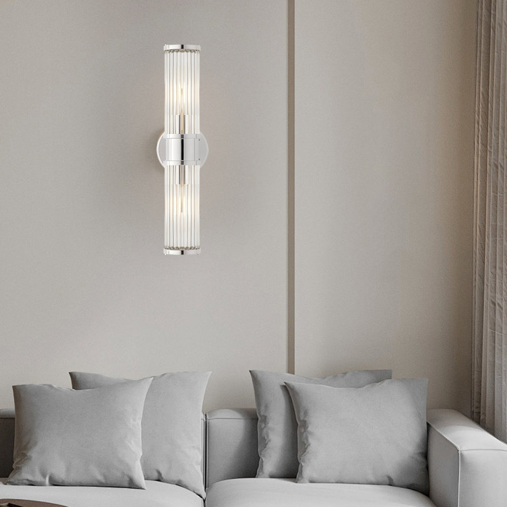 1 2 Light Modern Chrome Gold Wall Sconce With Cylinder Clear Glass Shade
