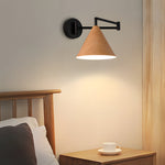 Cone Shaped Swing Arm Wall Sconces 1 Light Wood Wall Mount Light