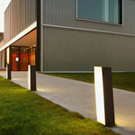 Modern Cuboid LED Lawn Light in Stainless Steel for Garden Pathways