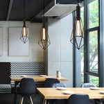 Geometric Lines Black Retro Industrial Style Chandelier Li002719